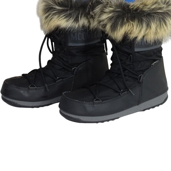 Moon Boot Waterproof Winter Ski Snow Boots With Faux Fur Trim Women Size 7 - Picture 1 of 14